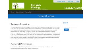 
                            9. Terms of service - Eco Web Hosting