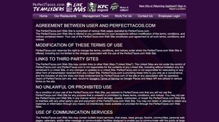 
                            7. Terms of Use - PerfectTacos | Taco Bell | KFC | A & W | Pizza Hut - Perfect Tacos Portal