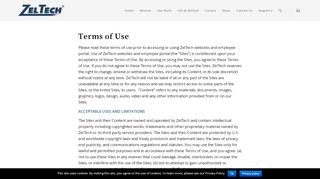 
                            4. Terms of Use – ZelTech, Inc. - Zeltech Portal