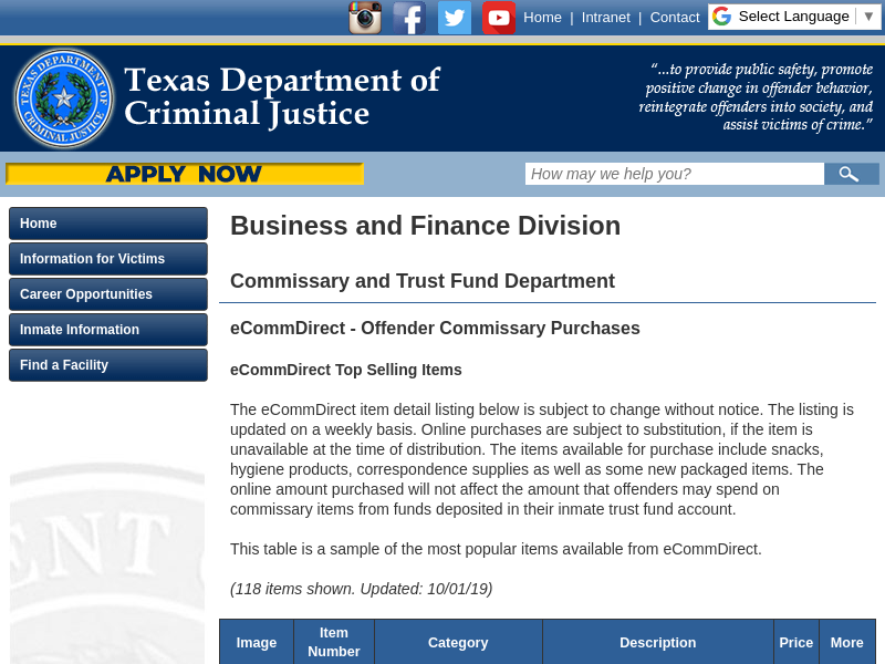 
                            5. Texas Department of Criminal Justice