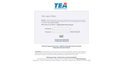 
                            5. Texas Education Agency - TEA Login (TEAL)