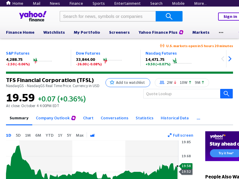 
                            10. TFS Financial Corporation (TFSL) Stock Price, News, Quote ...