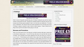 
                            8. TGI Bingo Review - Grab a FREE £5 no deposit welcome bonus! - Tgi Bingo Portal