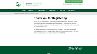 
                            3. Thank you for Registering | Greene Resources - Erecruit Greene Resources Login