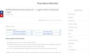 
                            7. thdhomeimprovercard.com - Login Home Improver Card - Home Depot Improver Card Login