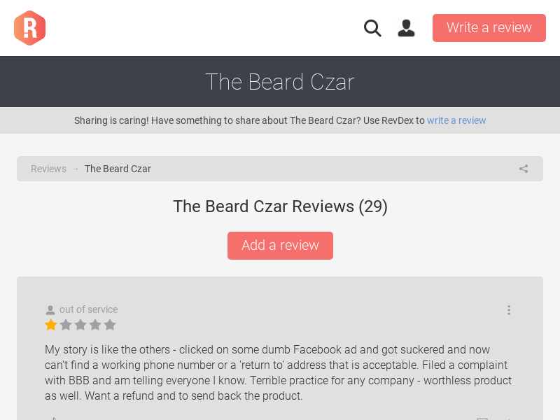 
                            8. The Beard Czar Reviews, Complaints, Customer Service