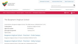 
                            6. The Burgmann Anglican School | ACECQA - Burgmann Anglican School Portal