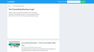 
The Counselling Directory Login or Sign Up  
