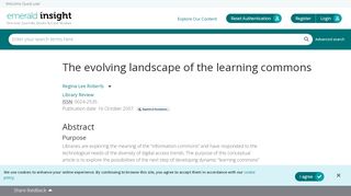 
                            15. The evolving landscape of the learning commons | Library Review ... - Learning Commons Portal