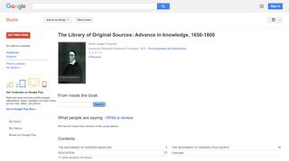 
The Library of Original Sources: Advance in knowledge, 1650-1800  
