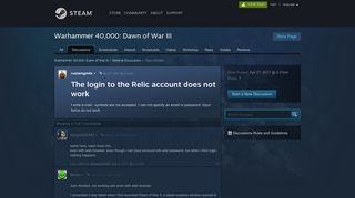 
                            6. The login to the Relic account does not work :: Warhammer ... - Relic Account Portal