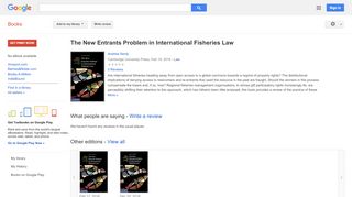 
The New Entrants Problem in International Fisheries Law  

