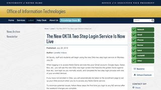 
                            3. The New OKTA Two Step Login Service Is Now Live // Latest ... - Notre Dame Two Step Portal
