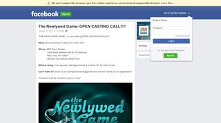 
                            3. The Newlywed Game- OPEN CASTING CALL!!!! | Facebook - Newlywed Game Sign Up
