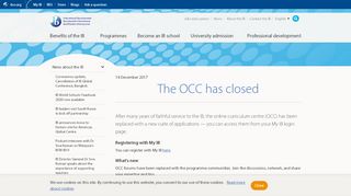 
                            2. The OCC has closed - International Baccalaureate® - Ib Occ Portal