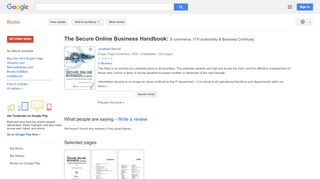 
                            8. The Secure Online Business Handbook: E-commerce, IT ... - Ntl Business Portal