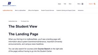 
                            8. The Student View in myBoiseState at Boise State University - Boise State University Student Portal