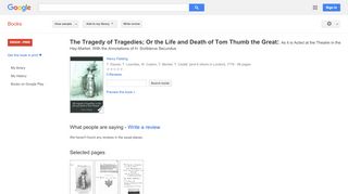 
The Tragedy of Tragedies; Or the Life and Death of Tom Thumb ...  
