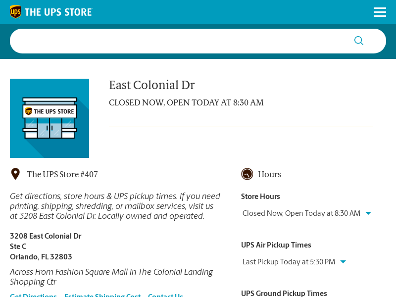 
                            3. The UPS Store | Ship & Print Here > 3208 East Colonial Dr