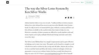 
The way the Silver Lotto System By Ken Silver Works - Medium  
