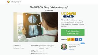 The WISDOM Study (wisdomstudy.org) - StudyPages - Wisdom Study Portal