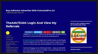 
                            4. TheAdsTEAM: Login And View My Referrals – Buy AdPacks ... - Theadsteam Login