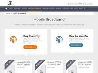 
                            7. Three Mobile Broadband: Mobile WiFi Dongles