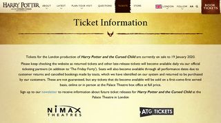 
                            3. Ticket Information | Harry Potter and the Cursed Child London - Nimax Harry Potter Portal