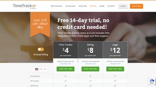 
                            5. Time Tracker Pricing Includes 14 Day Free Trial ... - eBillity - Ebillity Portal Page