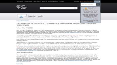 TIME WARNER CABLE REWARDS CUSTOMERS FOR GOING GREEN ...