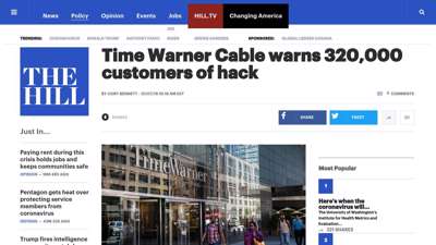 Time Warner Cable warns 320,000 customers of hack  TheHill