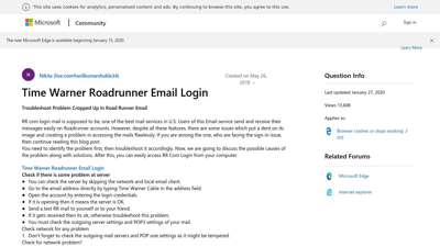 Time Warner Roadrunner Email Login - Microsoft Community