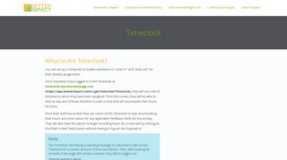 
                            2. Timeclock - Volunteer Impact Tutorials - Better Impact - Better Impact Timeclock Portal
