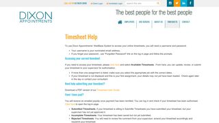 Timesheet Help | Dixon Appointments - Dixon Appointments Portal