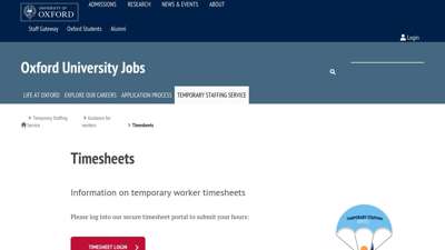 Timesheets  Oxford University Jobs