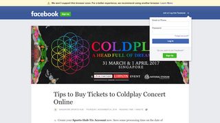 
                            5. Tips to Buy Tickets to Coldplay Concert Online | Facebook - Sportshubtix Portal