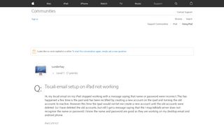 
                            7. Tiscali email setup on iPad not working - Apple Community - Tinyworld Email Portal