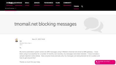 tmomail.net blocking messages  T-Mobile Support