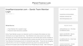 
                            8. tmselfservicecenter.com - Sands Team Member Login | Finance Street - Tmself Service Portal