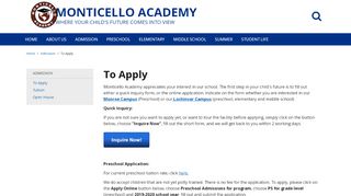 
To Apply - Monticello Academy
