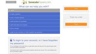 To login to your account, or I have forgotten my password - Serenata Flowers Portal Page