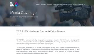 
                            5. TO THE NEW joins Acquia Community Partner Program | TO THE NEW - Acquia Partner Portal