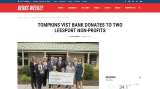 
                            8. Tompkins VIST Bank Donates to Two Leesport Non-profits - Vist Tompkins Bank Portal
