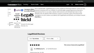 
Top 102 Reviews about LegalShield - ConsumerAffairs.com  
