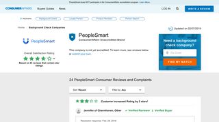 
                            5. Top 24 Reviews about PeopleSmart - ConsumerAffairs.com - Peoplesmart Free Login