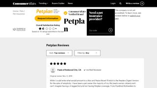 
Top 80 Reviews about Petplan - ConsumerAffairs.com  
