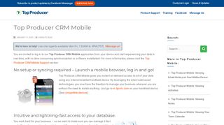 Top Producer CRM Mobile – Top Producer Support (Campus) - Top Producer I8 Portal