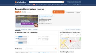 
TorontoMatchmakers Reviews - 35 Reviews of ... - Sitejabber  
