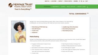 Total Convenience TM - Heritage Trust Federal Credit Union - Heritage Trust Online Banking Portal