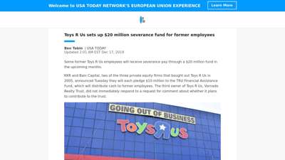 Toys R Us sets up $20 million severance fund for former ...